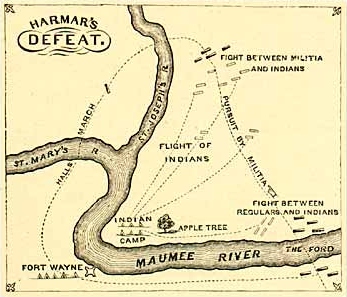Map of Harmars Defeat Courtesy Ohio Historical Society