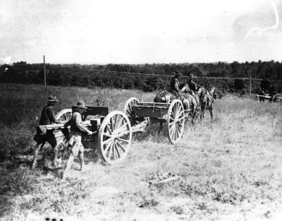 138th Field Artillery Regiment training at Ft. Knox with the French 75 MM Gun, this was prior to their overseas deployment for the First World War 